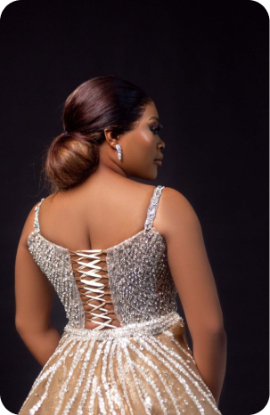 Elegant dress with intricate detailing.
